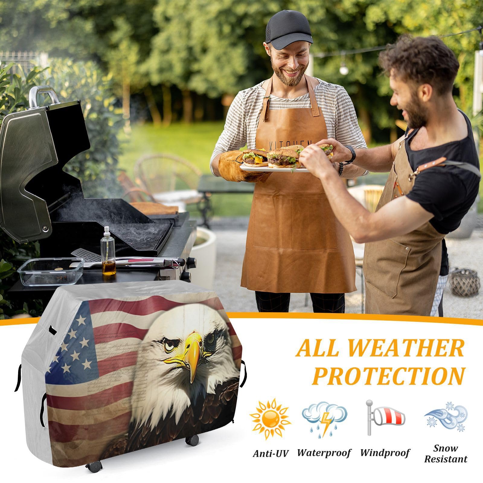 Cubierta para parrilla de gas de 65 pulgadas, impermeable, a prueba de desgarros y anti-UV, para parrillas Weber Char-Broil Nexgrill y más