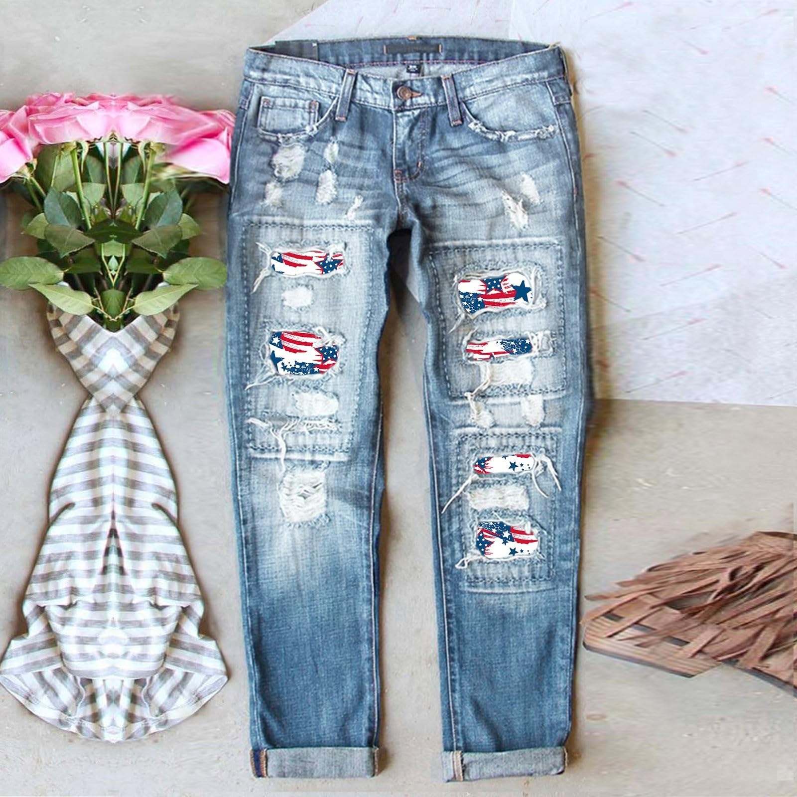 Jeans para Mujer Ajuste Regular Clsico Pantalones CasualesvaquerosCorte Entallado