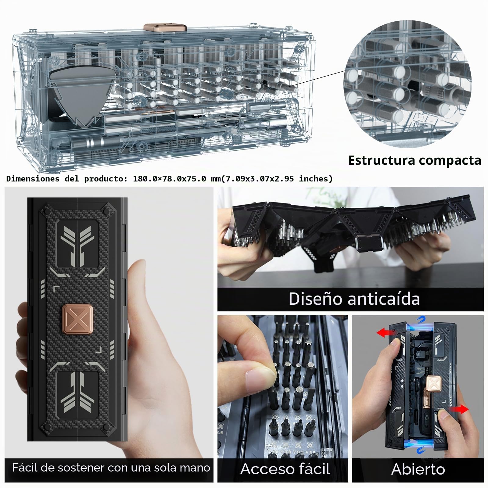 JAKEMY Juego de destornilladores de precisión 180 en 1, kit de destornilladores de computadora, kit de herramientas de reparación magnética profesional con brocas domésticas para la mayoría de
