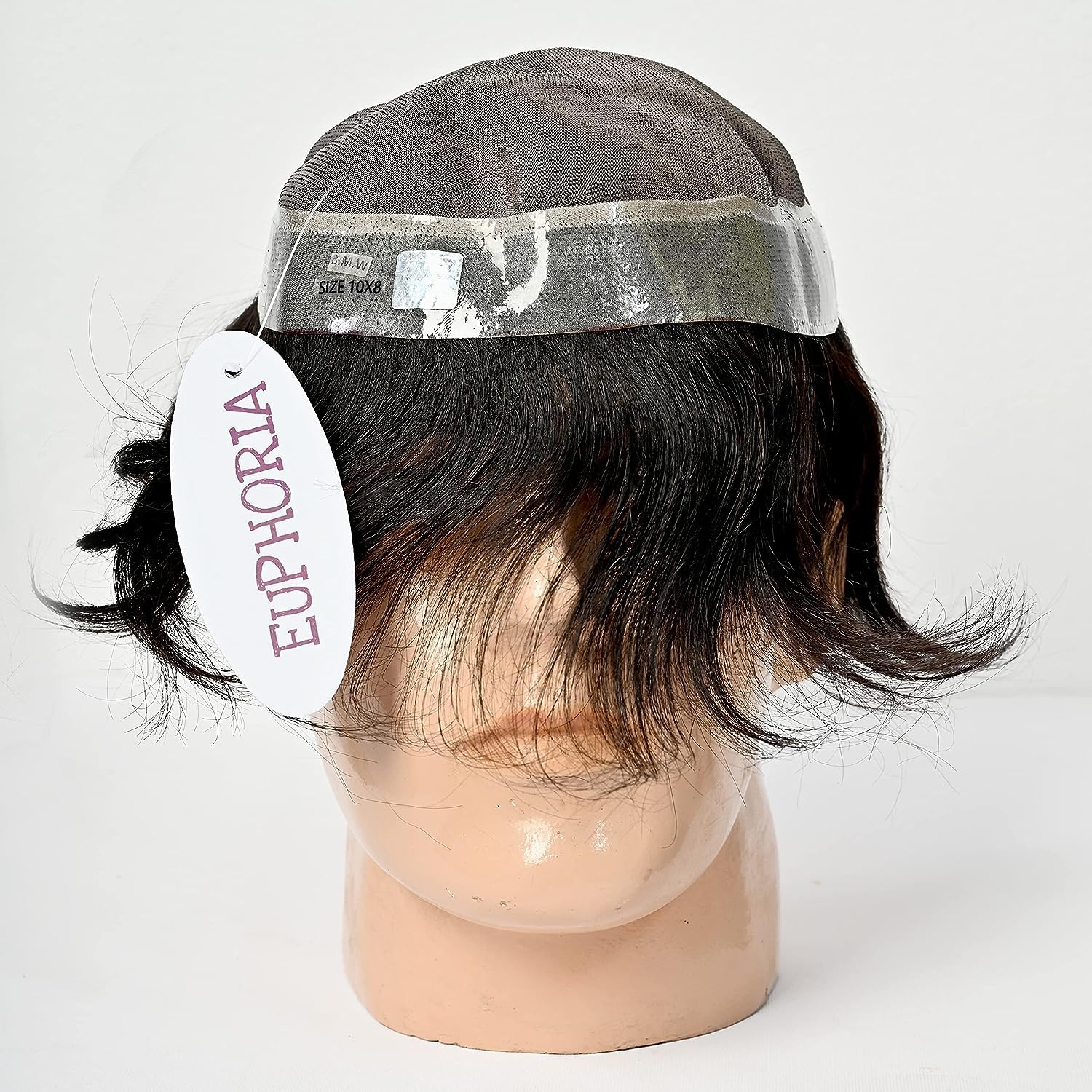 Euphoria® 8x5 Original B.M.W Hair Patch for Men, 100% Silky and Soft Virgin Human Hair PREMIUM Wig, PU Border Toupee Non Surgical Replacment System, Install With Clips, Glue or Tape, Natural Black Hair 1