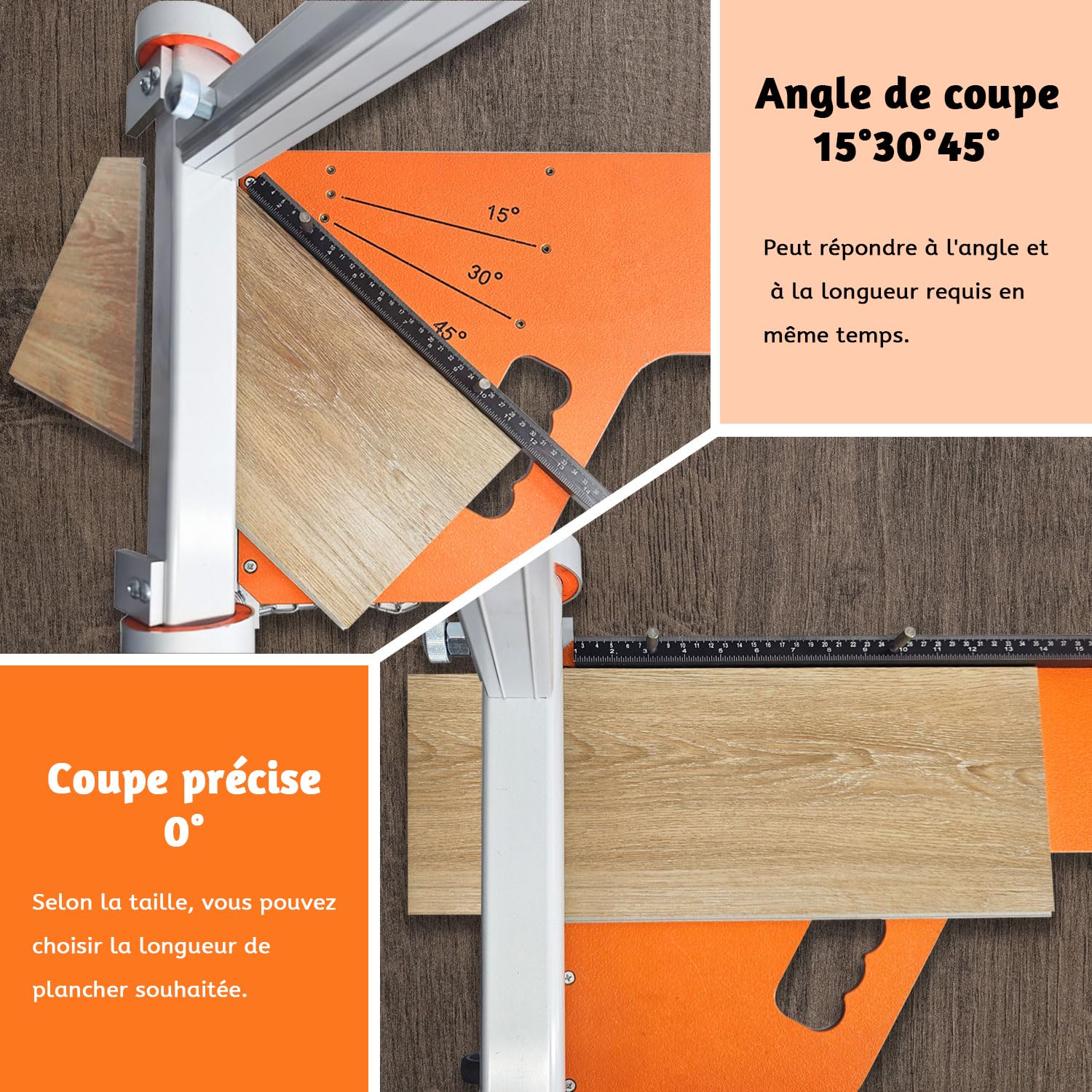 Zozen coupe parquet,découpage laminaire 310mm avec roues - angle de coupe et longueur d'une étape, outils de plancher - découpage laminaire à base de vinyle, bois technique, LVP/T, VCT, SPC, WPC.