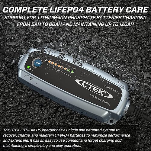 Miniatura 7 de CTEK Paquete  56-926 LITIO US 5.0Ah - 60Ah Cargador de batería LiFePO4 de fosfato de iones de litio totalmente automático  Parachoques negro de