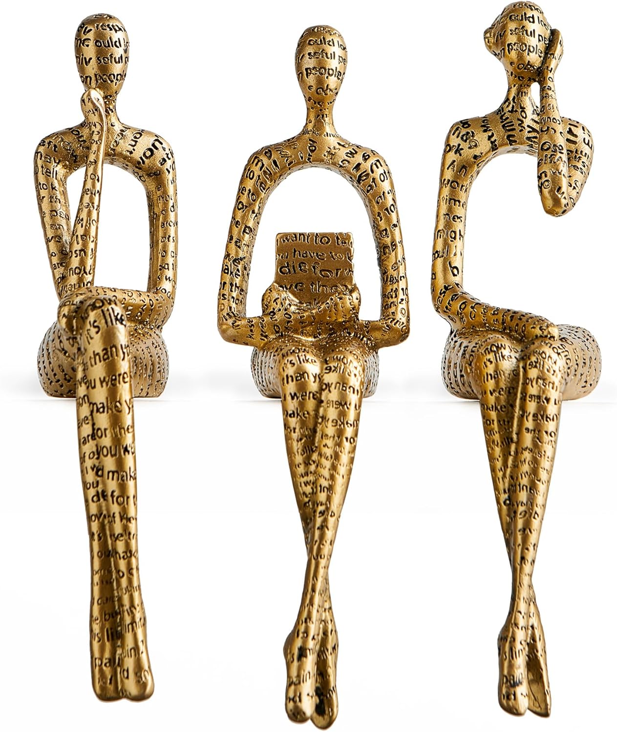 Octdays Gold Decor Thinker Statue, Abstract Art Sculpture Coffee Table & Bookshelf Decor Accents, Modern Living Room Office Decorations (Gold)