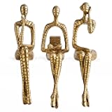 FJS Thinker Sculpture Statue Gold Home Decor, Modern Abstract Art Figurines for Bookshelf Desk Office, Decorations for Living Room Accent, Gift for Book Lovers (Gold)