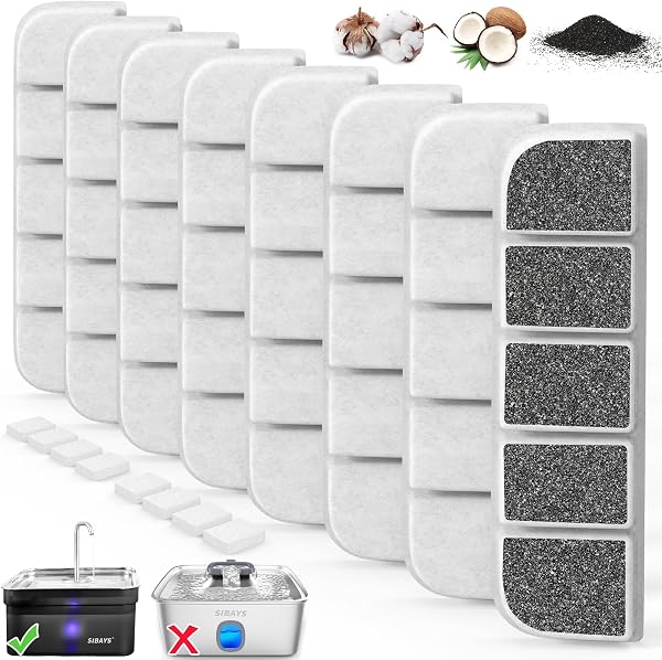SIBAYS 8 Pack Dog Water Fountain Filters Replacement for SIBAYS 355oz/2.8Gal/10.5L Large Dog Water Fountain(FS70), Made