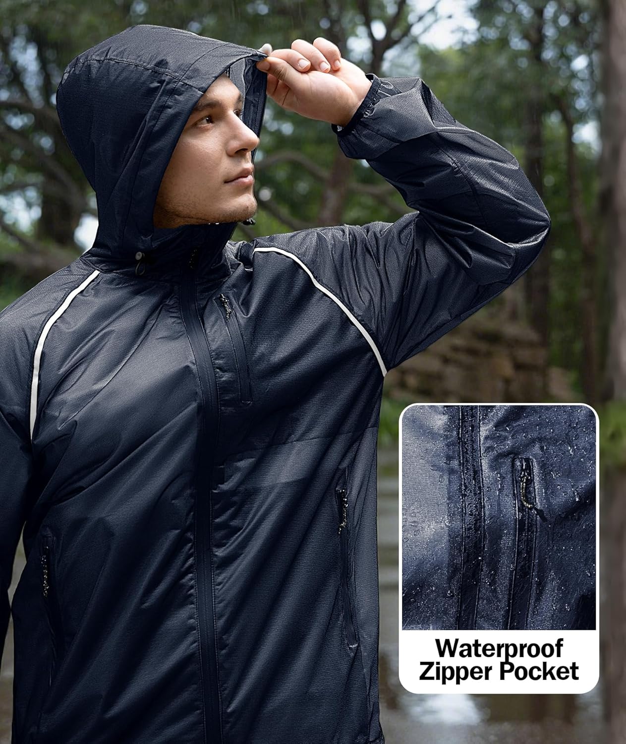 SWISSWELL Mens Cycling Rain Jacket Waterproof Lightweight Windbreaker Jackets for Men Raincoat with Hood - Image 4