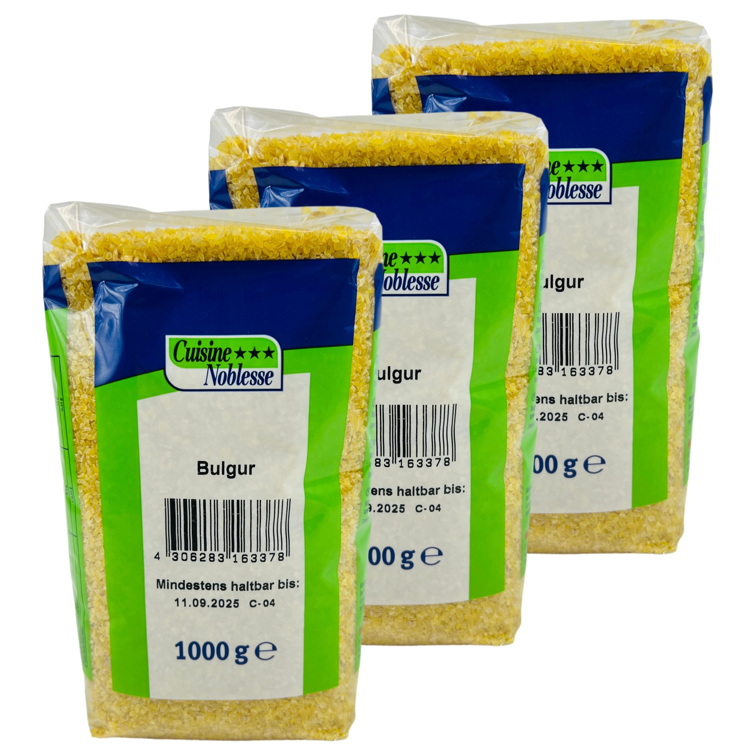 Cuisine Noblesse - 3er Pack Premium Bulgur 1 kg Packung in Gastro-Qualität - 100% Naturrein Original aus ausgewählten Hartweizengrieß - Boulgour Weizengrütze vollaromatisch für orientalische Gerichte