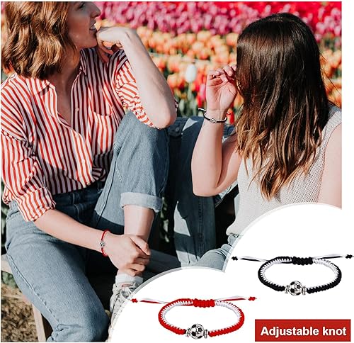 Miniatura 6 de 2 pulseras de fútbol, ajustables, trenzadas, elegantes, para fanáticos del fútbol, accesorios para hombres, mujeres, niños y niñas