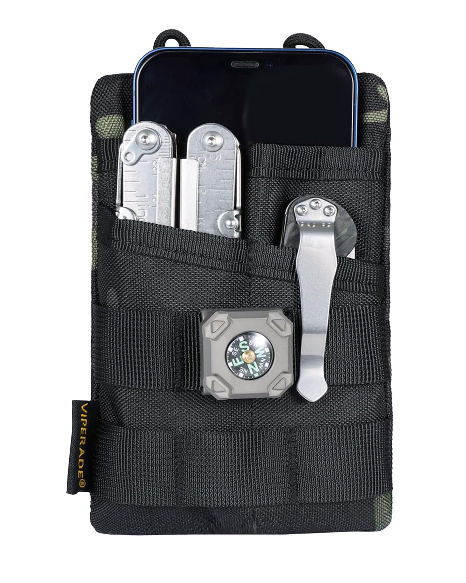 VE3 Tool Pouch Pocket Organizer, Nylon Tool Belt Loop Pouch with 4 Pockets Tool Storage EDC Pouch for Flashlight/Pocket Knife, Tactical Pen, Notebook