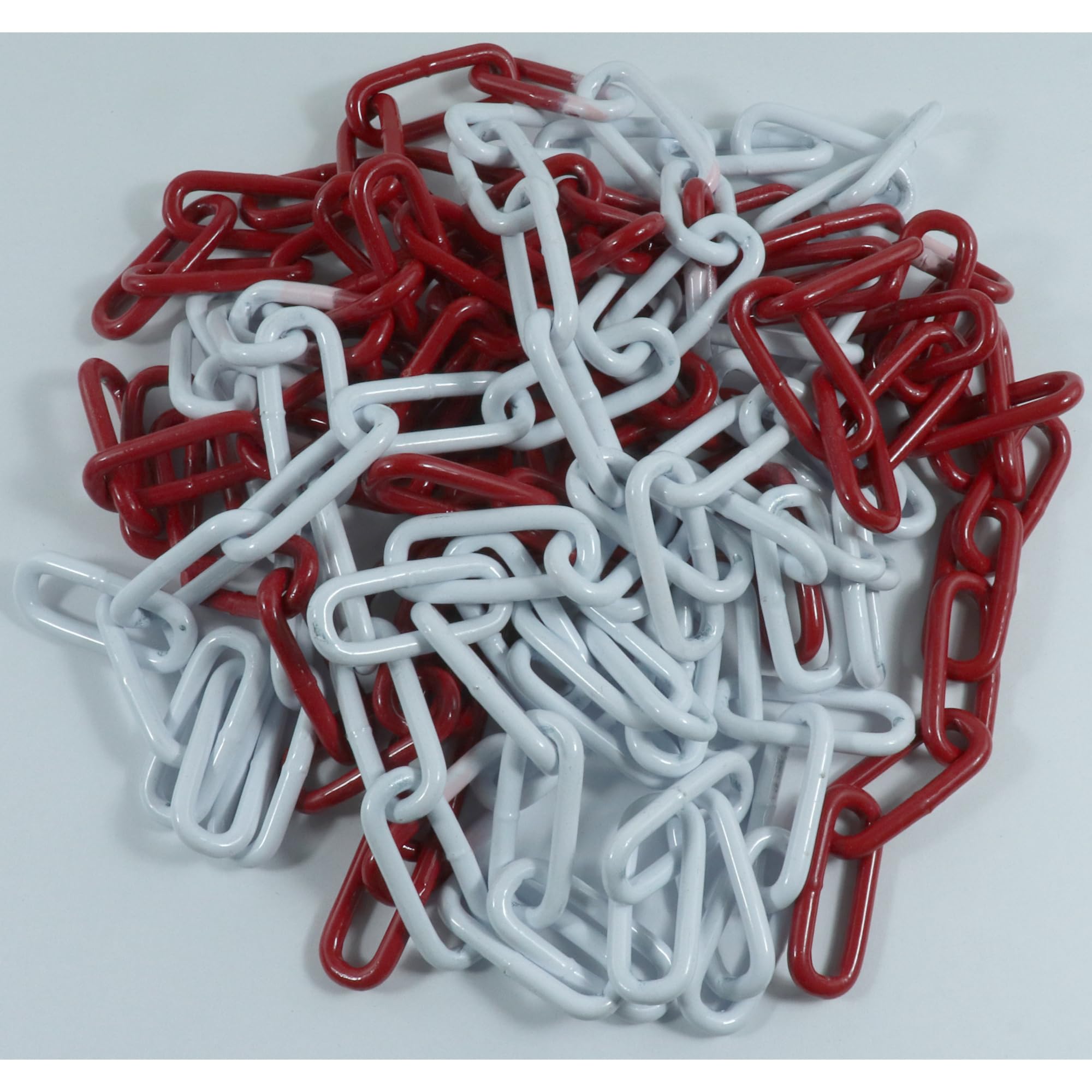 Dörner + Helmer Catena di sbarramento, spessore 5 mm, lunghezza 5 m, acciaio zincato, sbarramento, sacchetto di plastica, a maglie lunghe, rosso/bianco