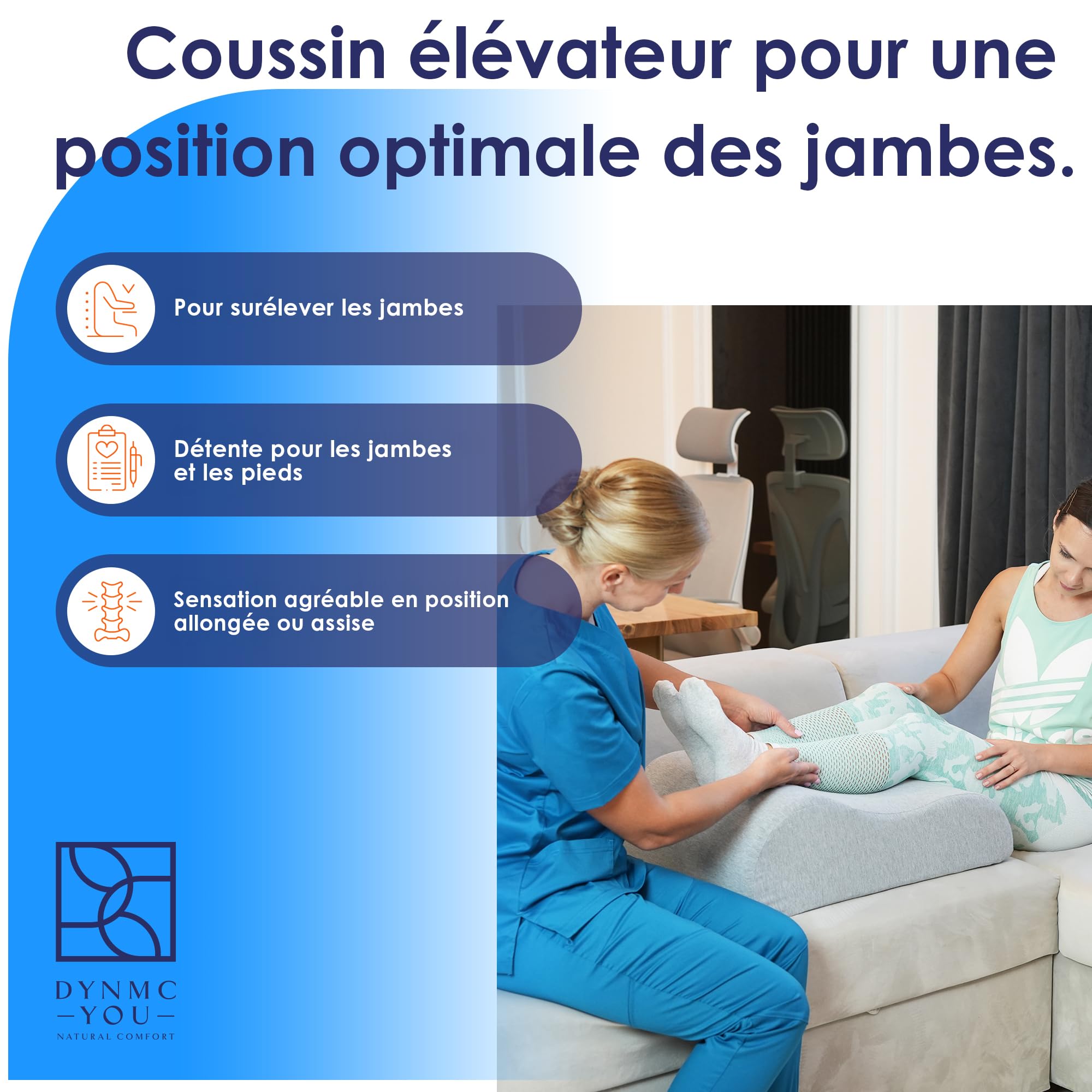 Coussin relève-jambes 20 cm – surélévation confortable pour jambes légères | Coussin de surélévation des jambes · jambes légères & détendues · repose-genoux & après opération · housse lavable · OEKO-TEX