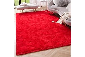 Amearea Shag Fluffy Rugs for Living Room in Red: A Soft and...