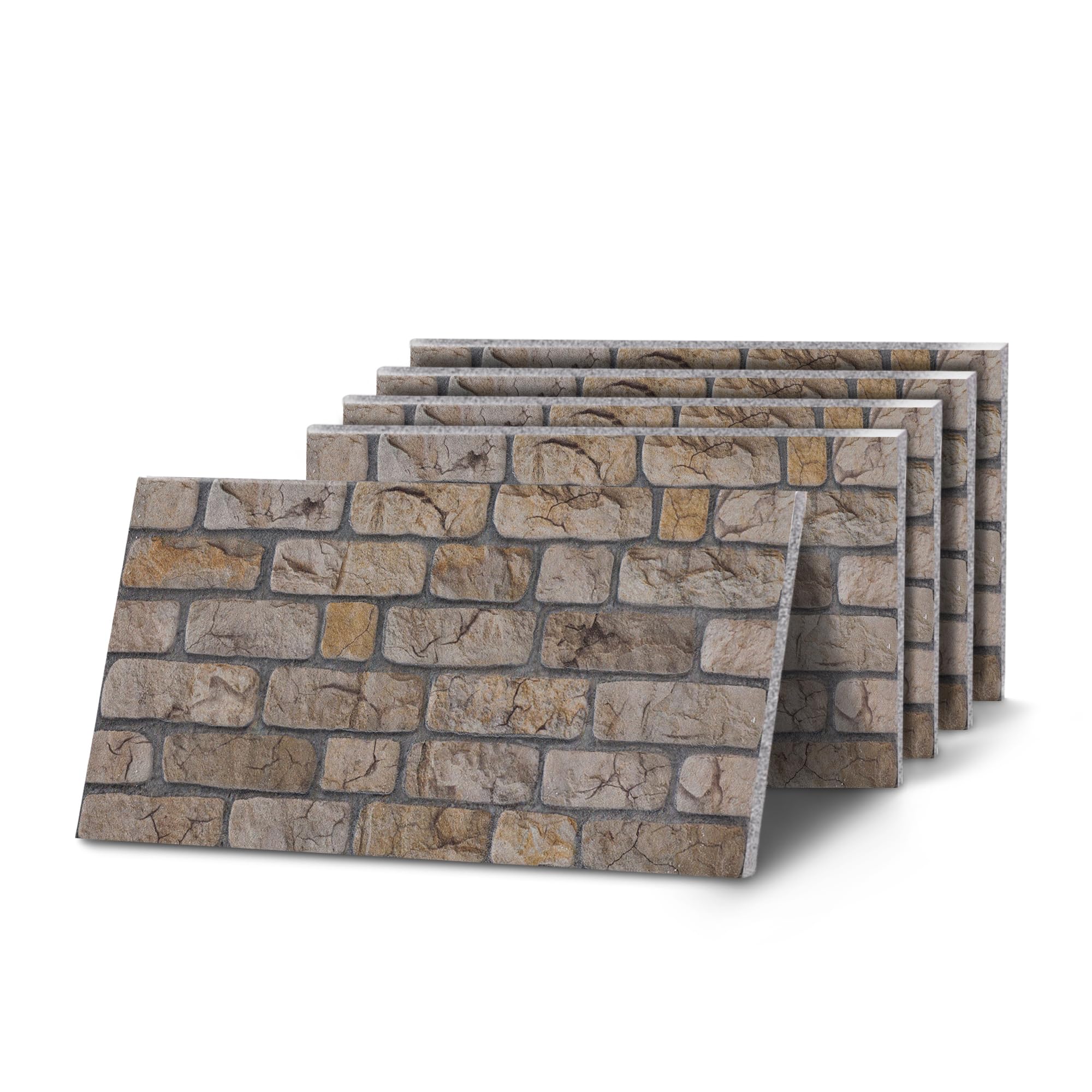 K&B Panels 3D Wall Panels, Rustic Brick Effect Styrofoam Wall Panelling Kit, Lightweight, Easy to Install, Dual Insulation to Reduce Acoustic Noise, Indoor & Outdoor (Rustic Sandstone) (5 Panels)