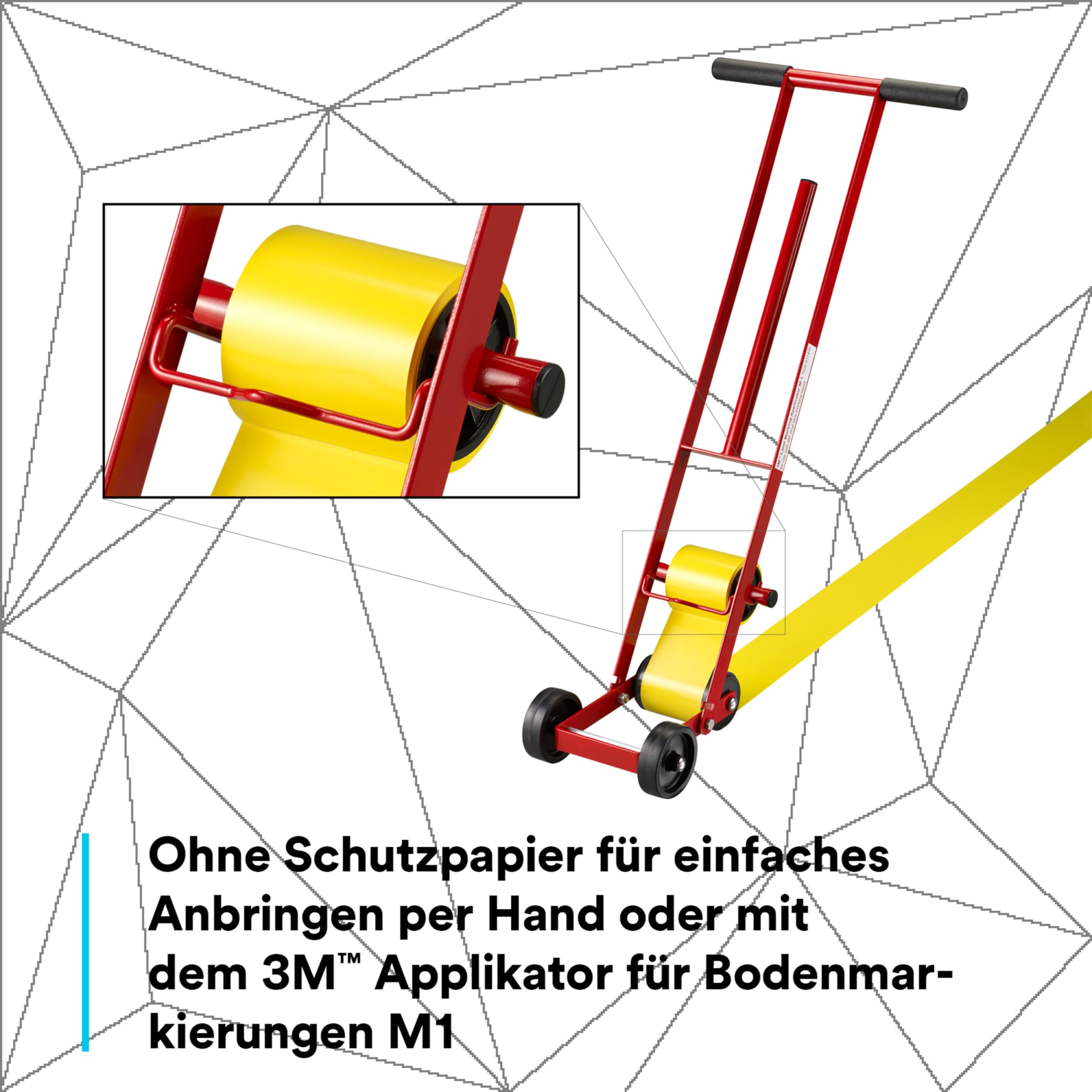 3M Langlebiges Bodenmarkierungsband 971, Gelb, 76.2 mm x 32.9 m, 0.43 mm, Einzeln verpackt zur bequemen Entnahme