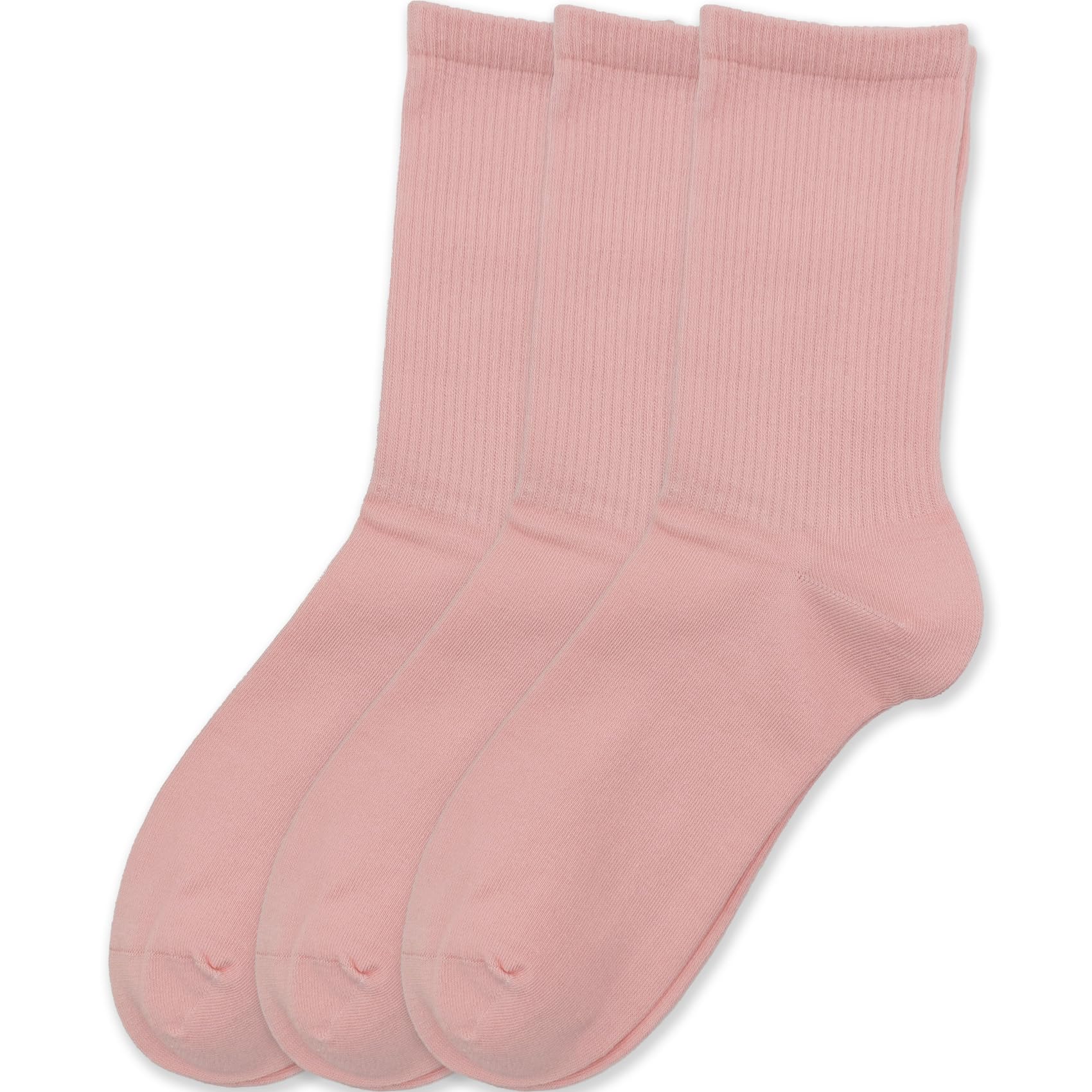 Hamjax Women's Pink 3 Pairs Casual Crew Socks Walking Cotton Socks,