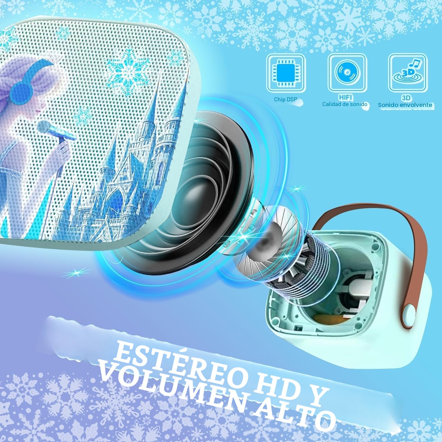 Karaoke Infantil, Micrófono Frozen para Niñas 3 4 5 6 7 8 9 Años, Karaoke con 2 Micrófonos Inalámbricos, Juguetes Frozen, Idea de Regalo Cumpleaños o Navidad