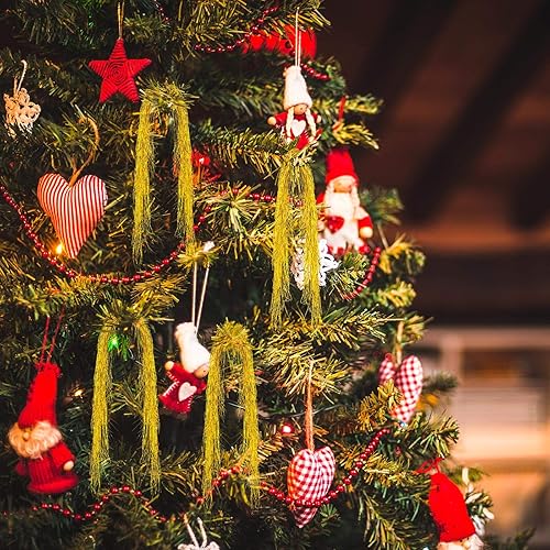 Vista 28 de WILLBOND 5000 hebras plateadas de oropel de carámbano de Navidad para decoración de árbol de Navidad, cortina de flecos de aluminio de 18 pulgadas