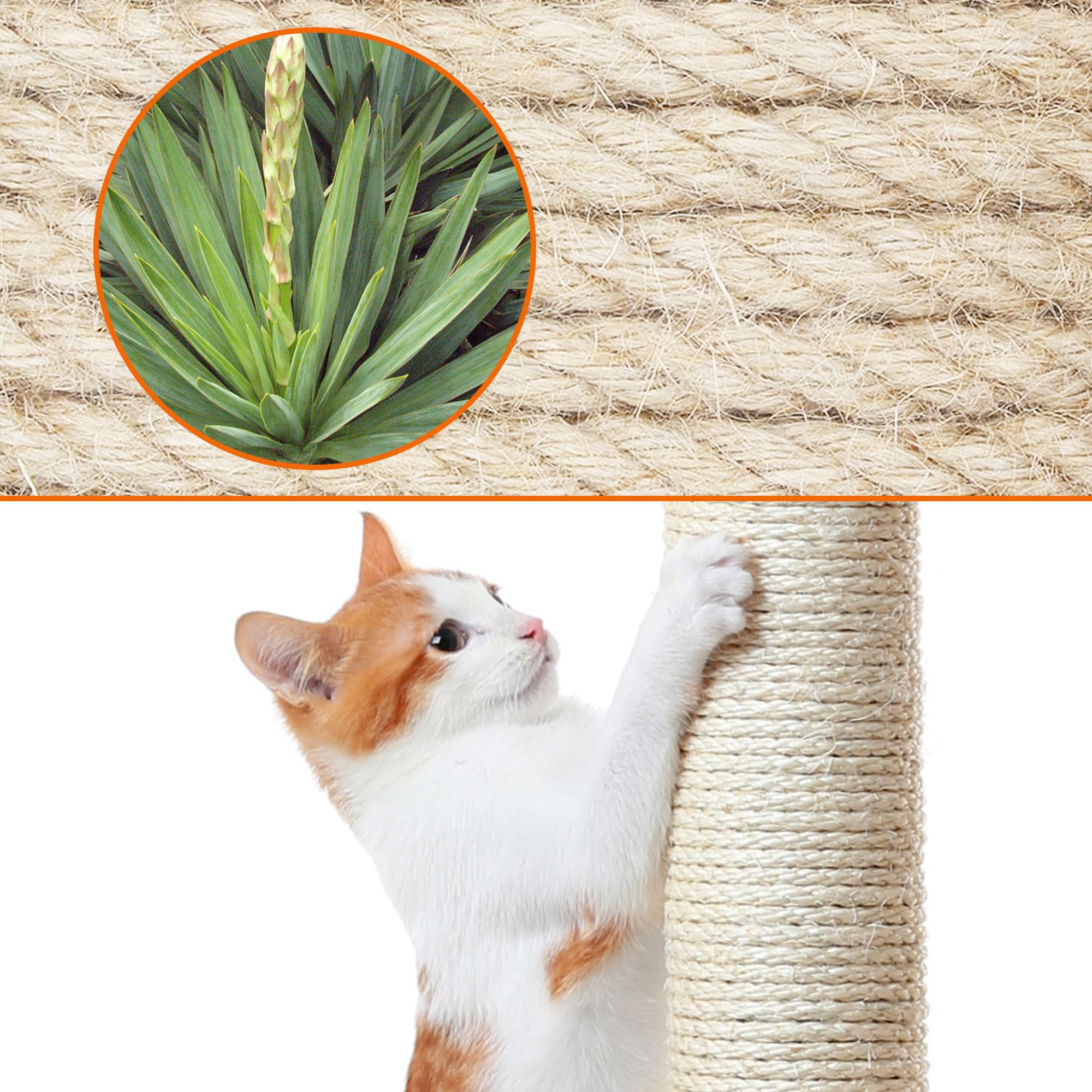 Tiragraffi per Gatti Alto 106 cm Albero per Gatti Multilivello in Peluche con 2 Trespoli 1 Grotta 1 Cestino 5 Pali in Sisal e 1 Pompon Beige