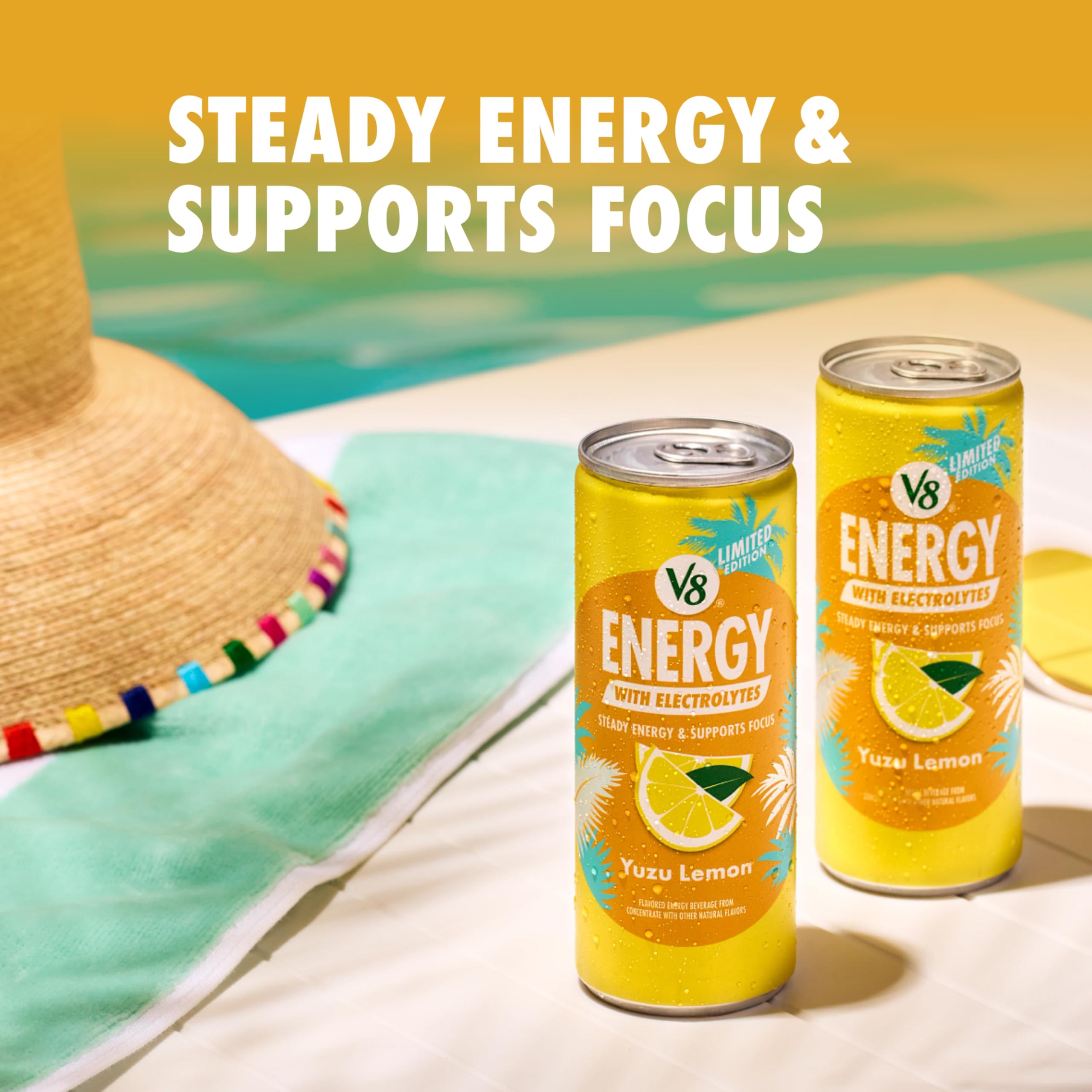 Amazon.com : V8 Energy Yuzu Lemon Energy Drink, 8 fl oz Can, 6