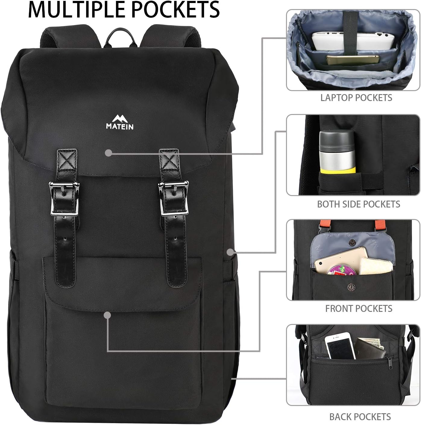 Limited Stock MATEIN Travel Laptop Backpack, Large School outdoor Rucksack Backpack for Men Women,Lightweight Bookbag with USB Charging Port,Casual Hiking Daypack Fit 17 Inch Laptop (Black) Best Seller MATEIN Travel Laptop Backpack, Large School outdoor Rucksack Backpack for Men Women,Lightweight Bookbag with USB Charging Port,Casual Hiking Daypack Fit 17 Inch Laptop (Black)