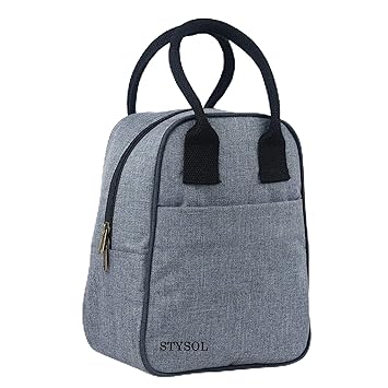 Cotton Lunch Bag for Men, Women and Kids | Tiffin Carrier for Office| Waterproof Lunch Tote Hot/Cold Leakproof Storage Bags Lunch Box Bag (Grey)