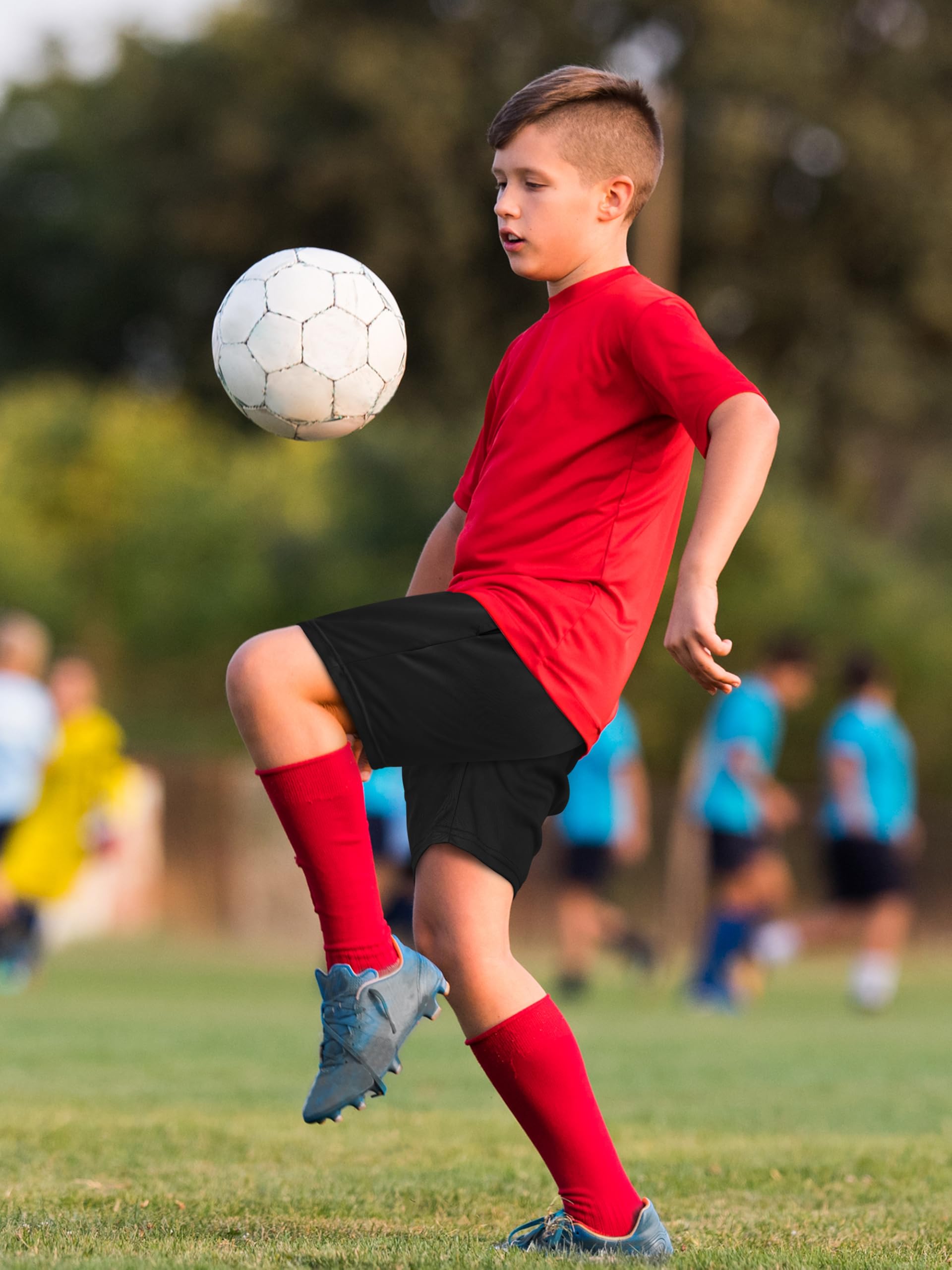JORHIG 5 Pack Boys Athletic Shorts, Kids Youth Basketball Soccer Active Performance Quick Dry Shorts with Pockets Drawstring — view 6