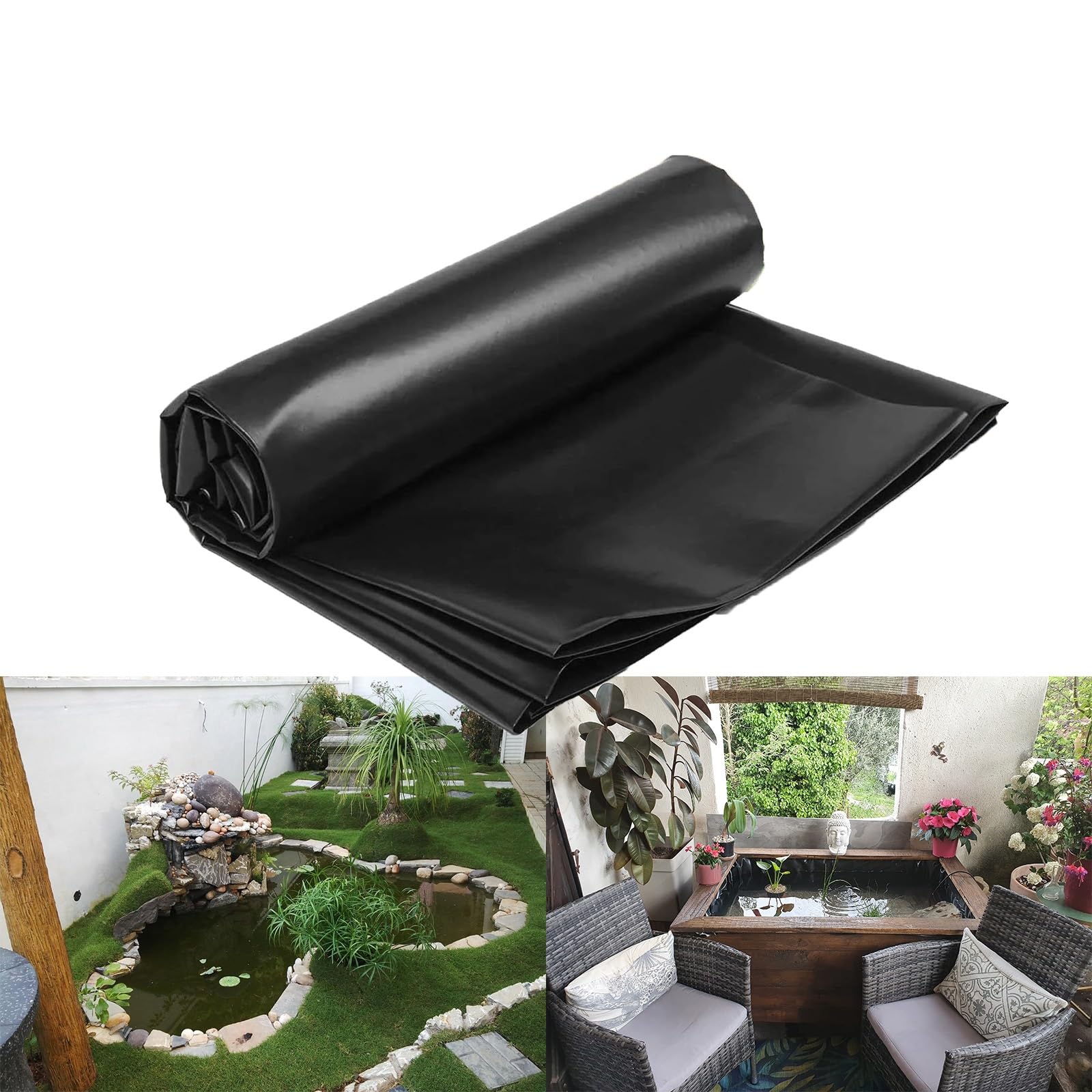 Bâche pour bassin de jardin en PVC noir 10x12m pour étang à carpes Koï