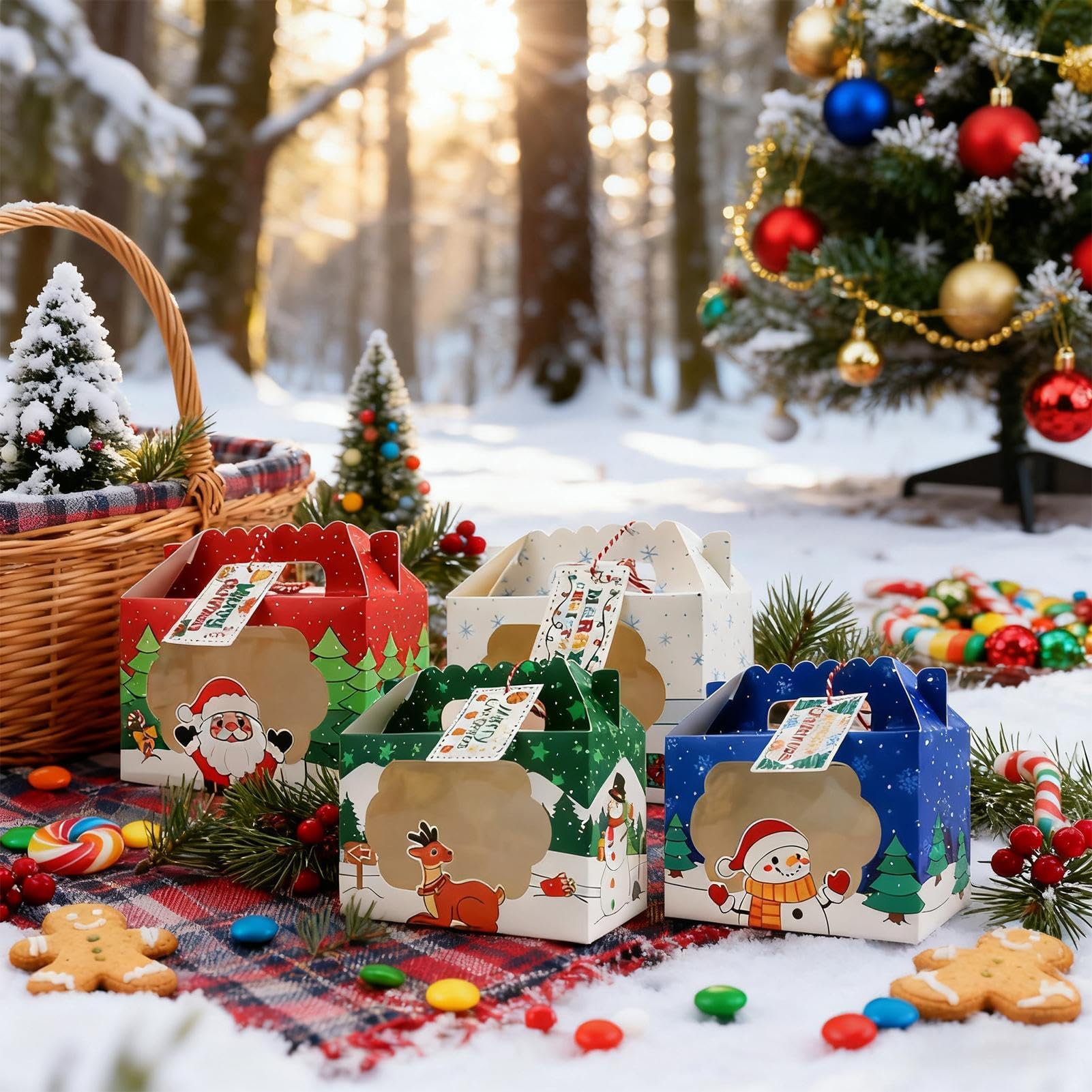 Weihnachts-Süßigkeiten-Aufbewahrungsboxen, 24 Stück, wiederverwendbare fes