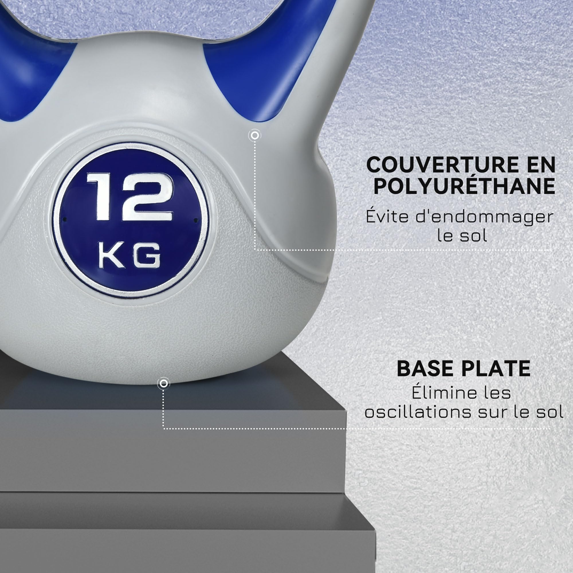 SPORTNOW Kettlebell 8/10/12/14/16 kg, Haltère avec Poignée Ergonomique, Haltère à Boule, Musculation, Entraînement, pour Fitness, Gym