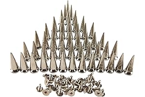 50 Silvery Cone Spikes Metal Screw Back Studs DIY Craft Punk Pop Rivets 10x25mm