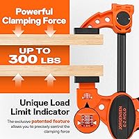 Vista 2 de Jorgensen Bar Clamps For Woodworking, 12" 2-Pack One-Handed Clamps/Spreader with Load Limit Indicator, Quick Grip Bar Clamps E-Z Hold F Clamps Set