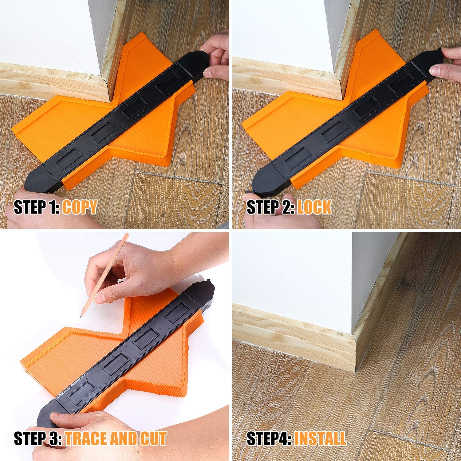 Contour Gauge With Lock, 2pcs 5&10 inch Profile Gauge Smart Measure Ruler Contour Duplicator Carpenter Tool for Vinyl Cutter Plank Install - Instant Template Instrument for Measuring and Cutting Wood - - 