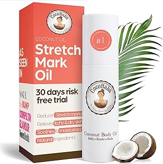 Coconut Stretch Mark Oil (4oz) | Non Greasy | Belly Oil for Pregnancy | Fragrance-Free | Pregnancy Stretch Mark Prevention | Stretch Marks Cream | Belly Oil for Pregnancy Prevent Stretch Marks