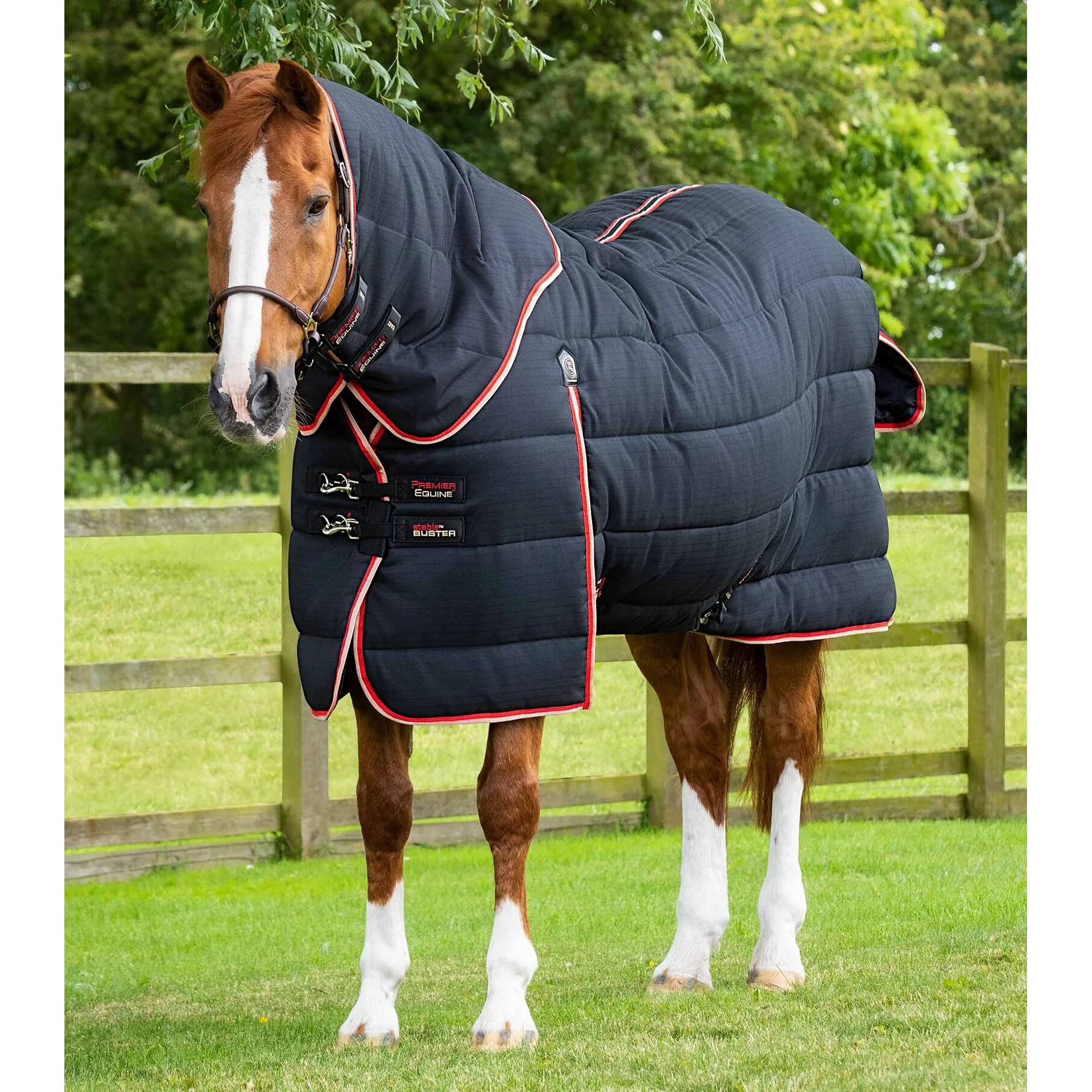 Coperta da scuderia per cavalli con copricollo Premier Equine Stable Buster 450 g