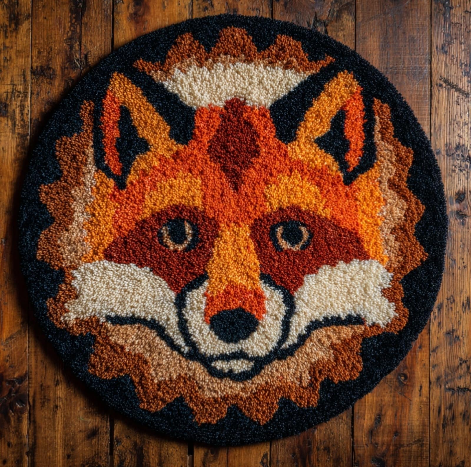 WallustrioaW Latch Hook Rug Kits,DIY Latch Hook Rug,Animal Fox,Home Carpet Floor mats Making Canvas Kits,Embroidery Needlework DIY Crafts,50x50cm