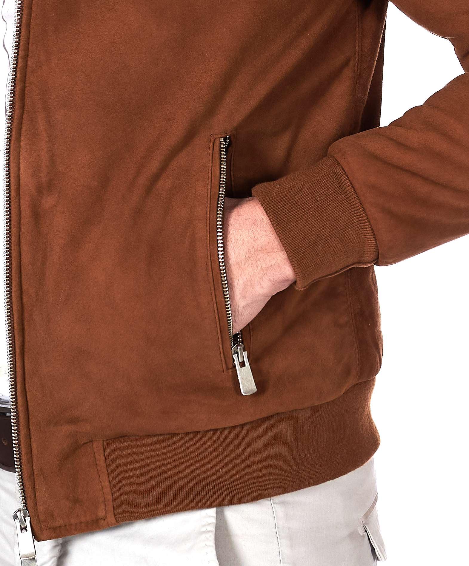 D'Arienzo Bomber Pelle Camoscio Color Cuoio Uomo Primaverile Vera Pelle 1006