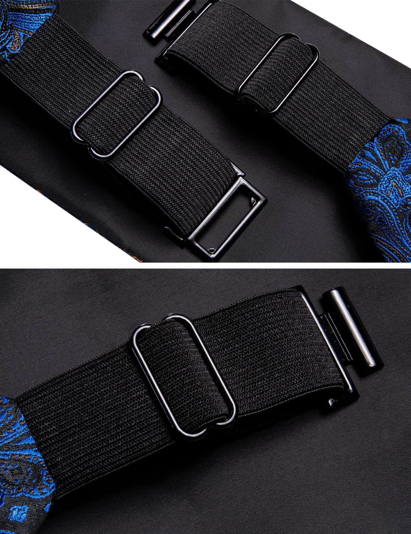 Barry.Wang Cummerbund Bow Tie Set for Men, Silk Cummerbund Pretied Bow Tie Pocket Square Cufflinks