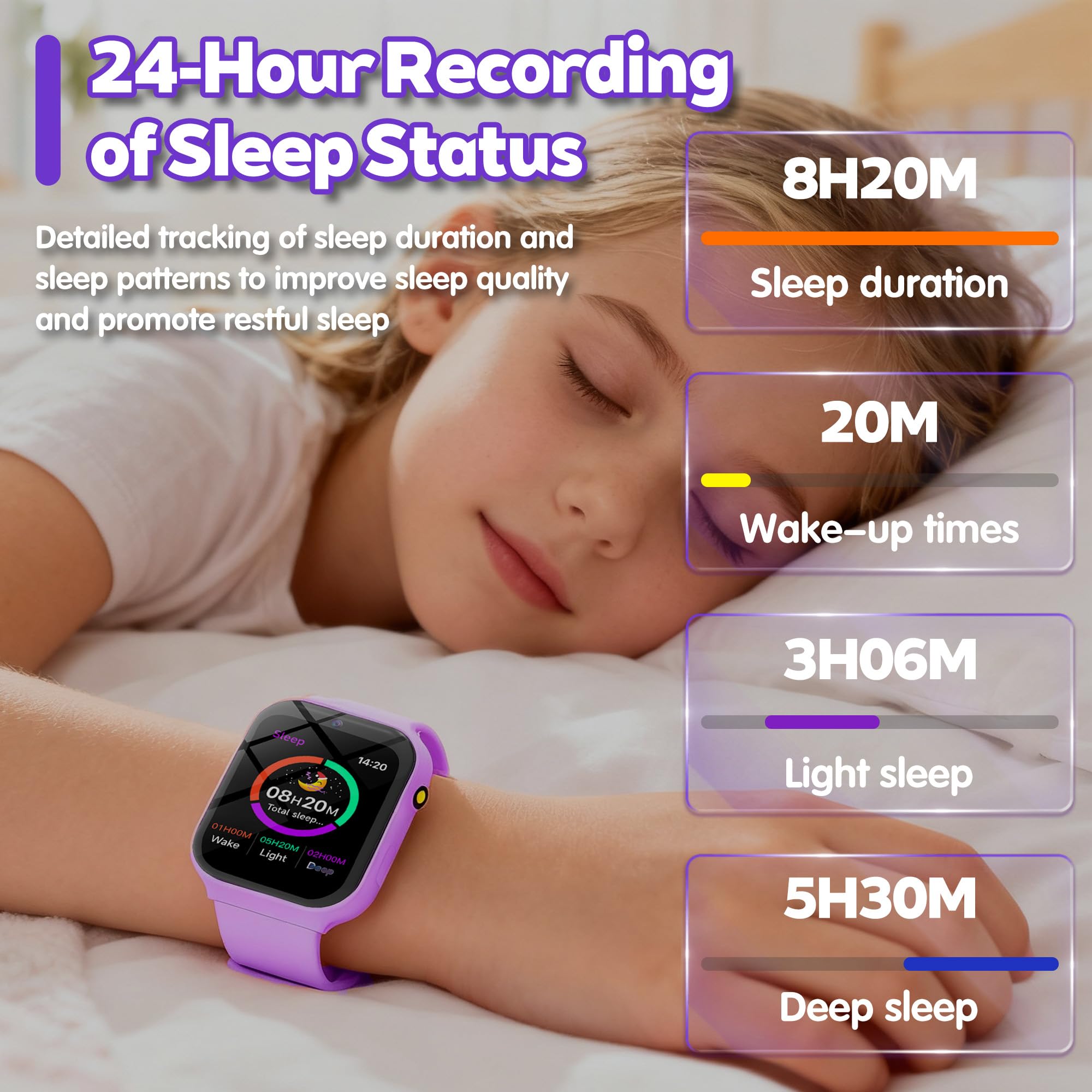 Smartwatch Bambini – 18 Giochi Educativi (Matematica e Logica) con Fotocamera e Monitor del Sonno | Schermo Touch 1,83", Contapassi, Sveglia | Activity Tracker Regalo per Ragazze e Ragazzi