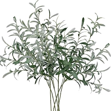 FiveSeasonStuff 6 Stems Artificial Long Stem Olive Leaves and Branches Greenery Floral Arrangement Decoration Fillers Home D cor 78cm