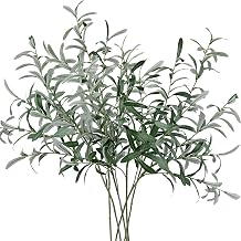 FiveSeasonStuff 6 Stems Artificial Long Stem Olive Leaves and Branches Greenery Floral Arrangement Decoration Fillers Home D cor 78cm