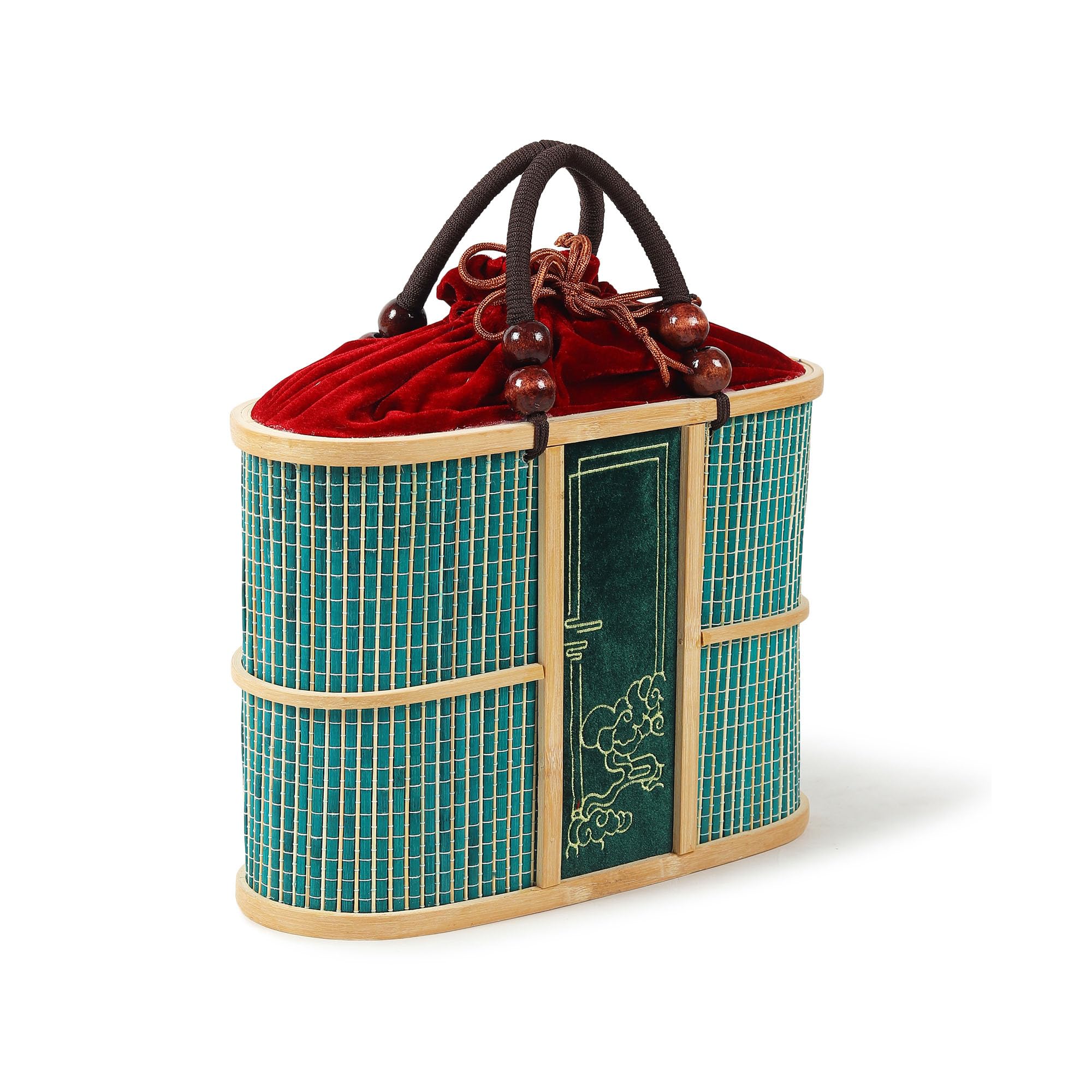 Habere India-All the Cultures Fabricating India Bamboo Picnic Basket with Top Handle Ideal for Outdoor Dining and Family Picnics | Wicker Modern Picnic Basket (L35 x W15 x H28 cm) 3
