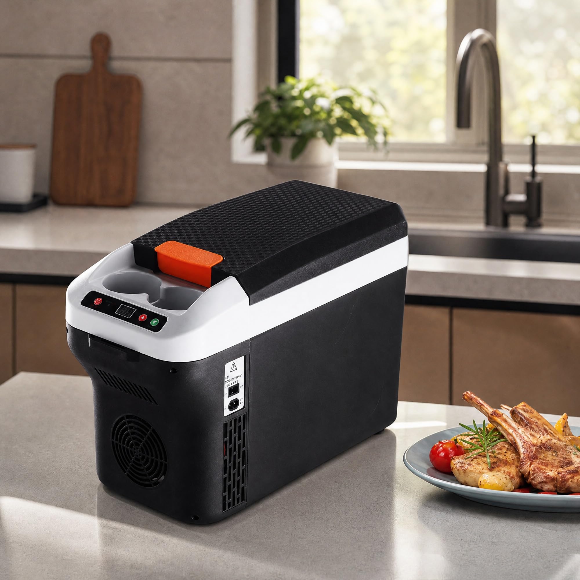 Frigorifero Portatile 12L 12V/24V, Semiconduttore con 2 Portabicchieri | 25°C Sotto Ambiente, Riscalda 65°C, Controllo Digitale, Antii-vibrazione, 2 Portabicchieri Per Esterno, Campeggio, Camper