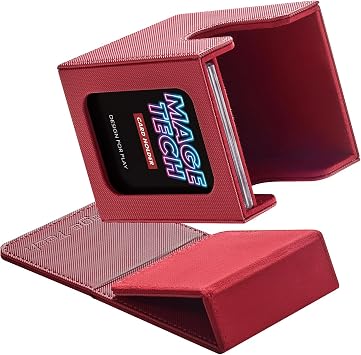Mage Tech Commander Deck Box Lite - Card Display with Mini Snap Card Holder & Removable Cover, Fits 100+ Single-Sleeved Cards, Ideal for MTG, PTCG, OPCG, SWU & MoreRed