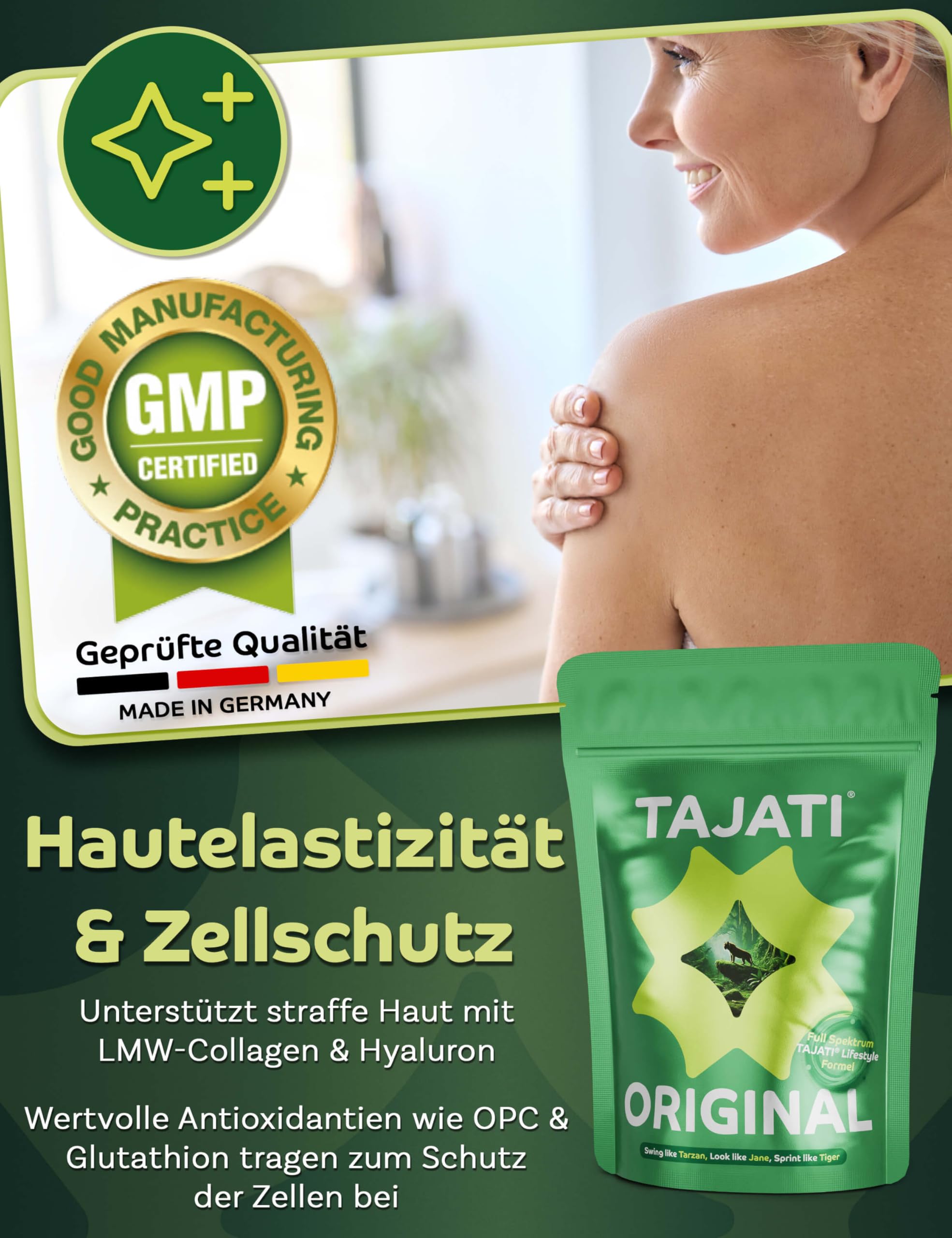 ORIGINAL Collagen Komplex – 30 High-Performance Wirkstoffe & 4x effektiverem COLLinstant® LMW Kollagen < 800 Dalton + Q10, MSM, Safran, B-Komplex & Glutathion