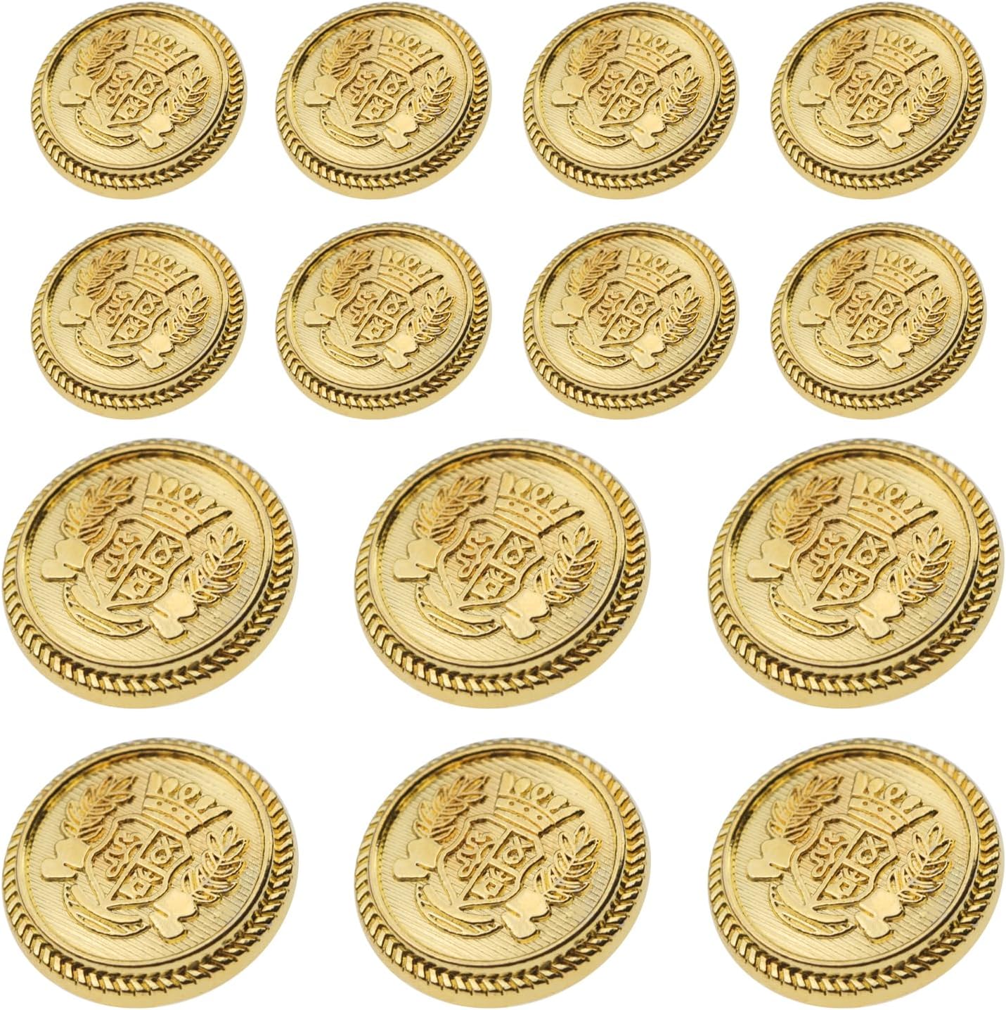 14pcs Metal Blazer Buttons Set - 18mm & 23mm Gold Buttons for Blazer, Suit, Coat, Uniform Jacket
