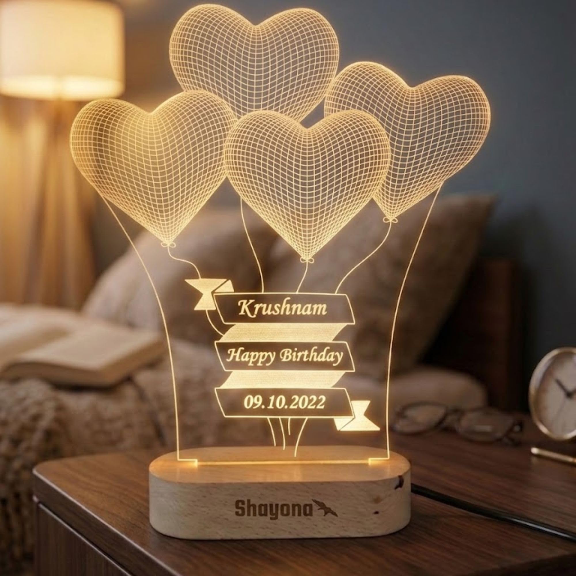 SHAYONA Personalized Happy Birthday 3D Illusion Lamp, Gift for Friends, Brother, Sister, Mother, Father, Girlfriend, Boyfriend, Family, Warm White- 22cm-image-45