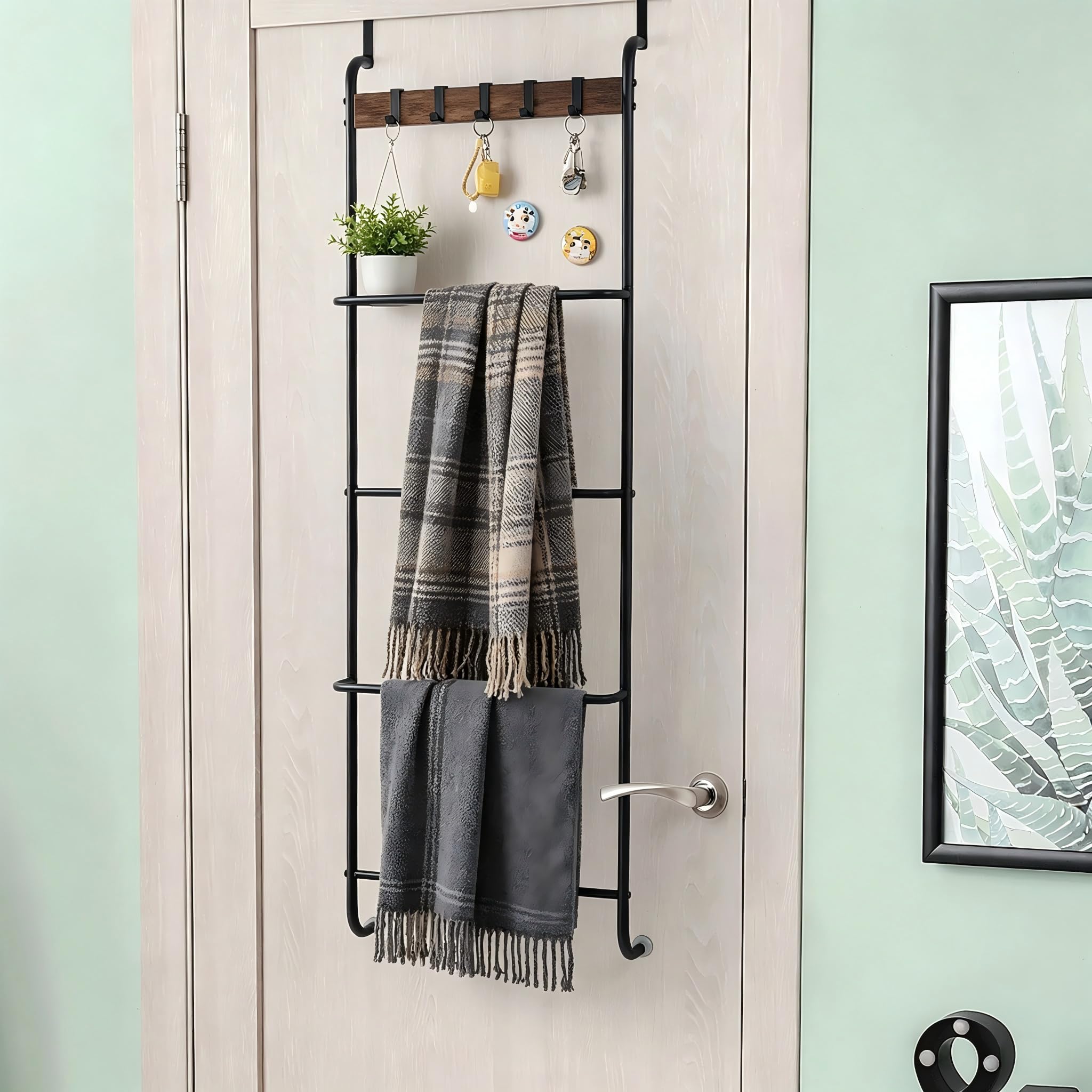 Over-the-Door Towel Rack - 5 Hooks & 4 Bars -5 Over-the-Door Towel Rack - 5 Hooks & 4 Bars -5