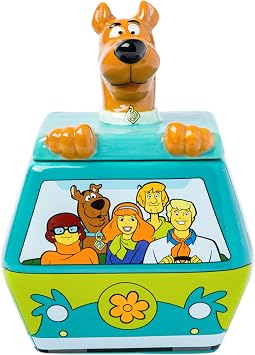Silver Buffalo Scooby-Doo Mystery Machine Small Sculpted Ceramic Snack Jar Featuring Scooby-Doo, Shaggy, Velma, Daphne, and Fred, 5 x 5 x 6.75