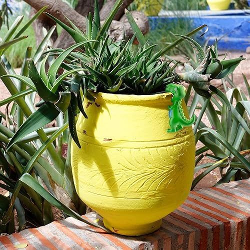 Miniatura 5 de Juego de 2 macetas de dinosaurio (juego de 2); maceta colgante y maceta decorativa accesorios de borde para macetas, adornos de patio