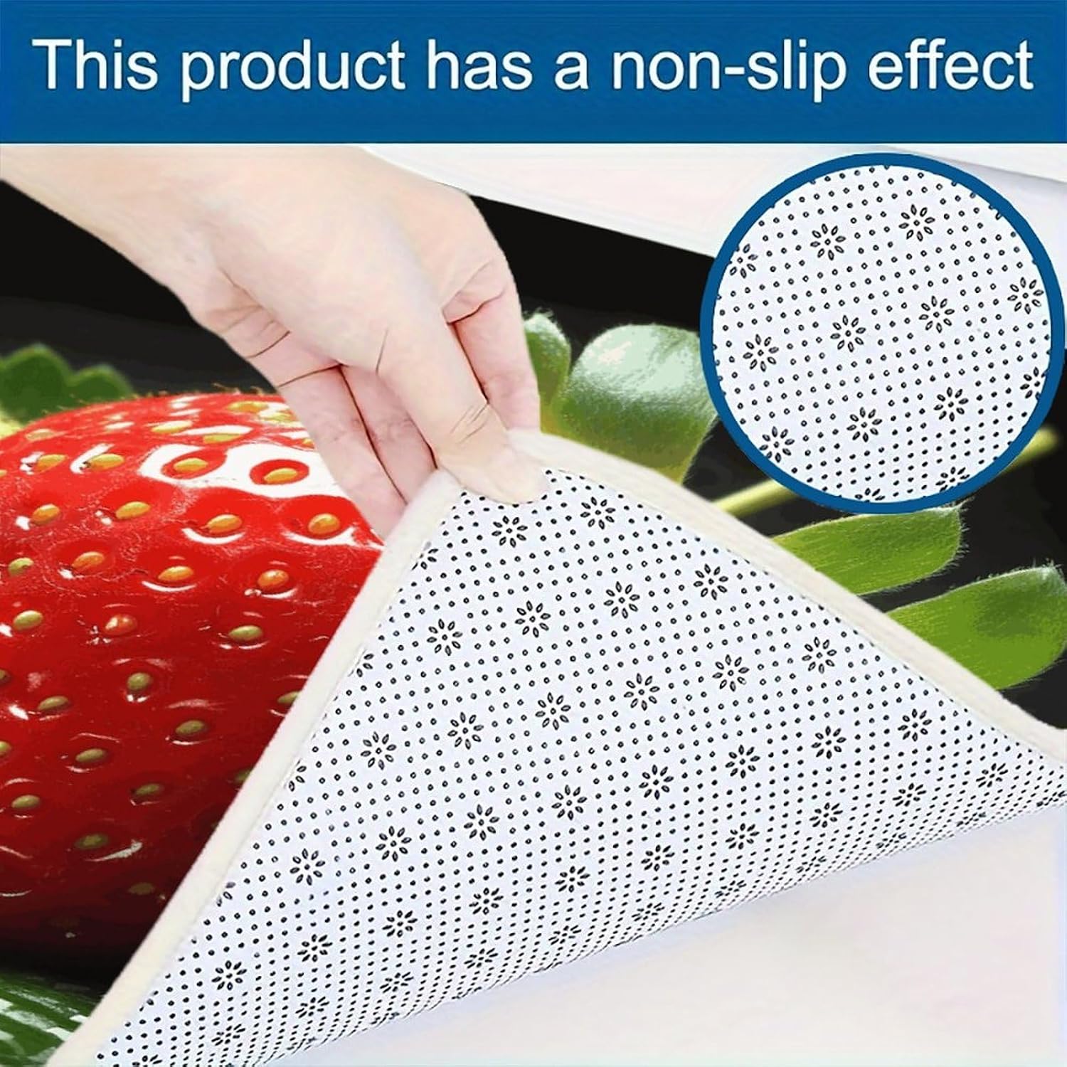 Fruit Strawberry Kitchen Rugs Sets of 3 Washable Non Slip Kitchen Rug Water Resistant Carpet Piece Anti Fatigue Kitchen Mats Soft Comfort Standing Mat Modern Area Rug
